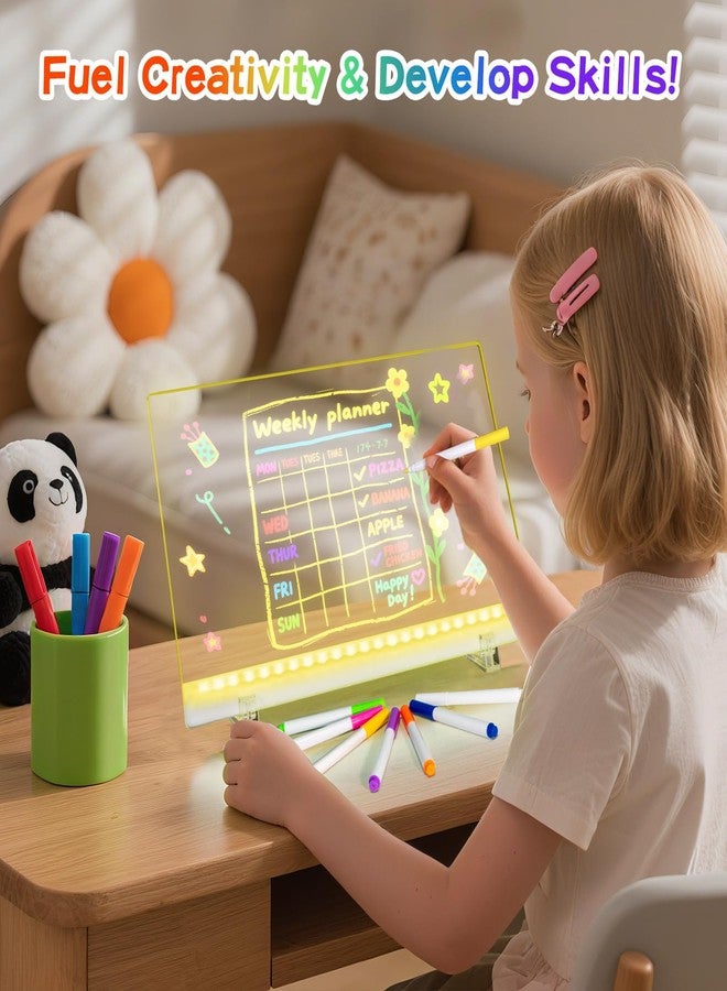 civan Led Drawing Board with Colors, Acrylic Dry Erase Board with Stand, 4 Modes & 6 Colors, Include 7 Dry Erase Markers, Clean Spone, Birthday Gift for Boys Girls, Party, Halloween, Christmas Home Decor - Image 3